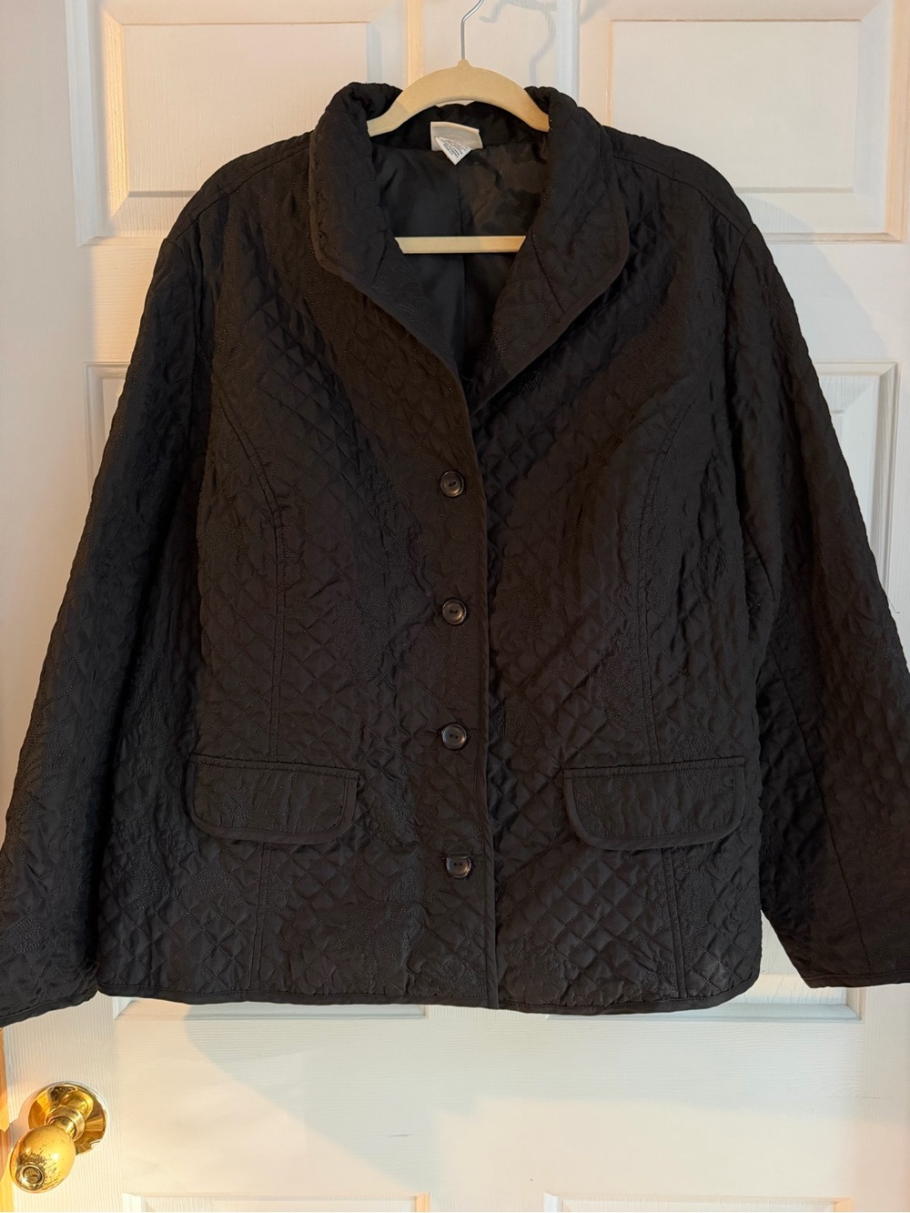 Covington Black Quilted Button-Front Puffer Jacket